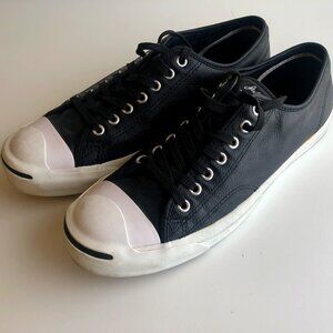 Jack Purcell Converse Low Top Black Leather Sneaker 10 1/2